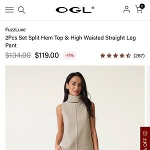 OGL Cream Wide Leg Pants & Sleeveless Top Set